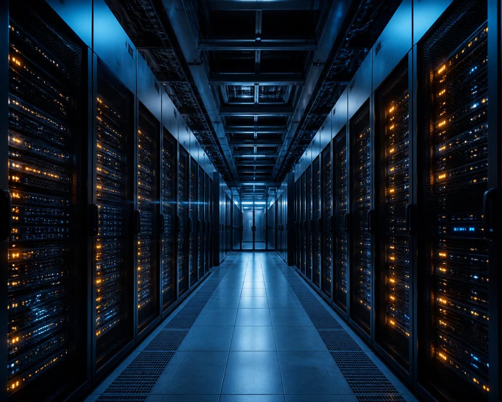 vBoxx datacenter aisle — Mac hosting in the Netherlands