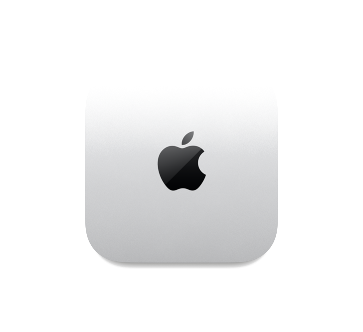 Apple M4 · 16 / 512 hosted Mac mini — 10-core CPU, 16 GB unified memory, 512 GB NVMe, top view of the silver aluminium chassis